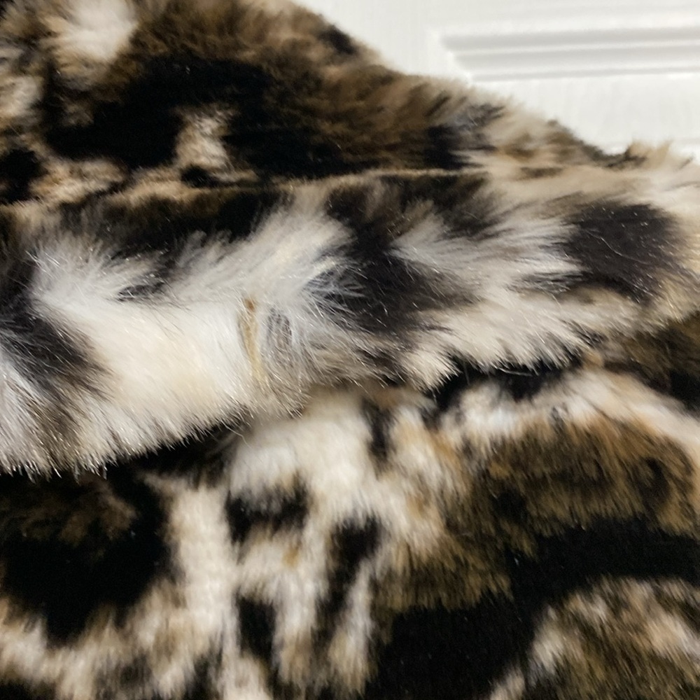 Band of the free animal print black brown cream faux fur jacket coat MEDIUM - Picture 8 of 11